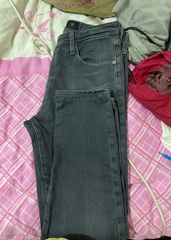 Düğmeli Gri  Denim Pantolon - Görsel 5