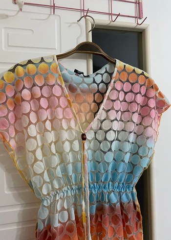 Renkli Bağlamalı Bohem Midi Pareo Plaj kıyafeti - Görsel 3