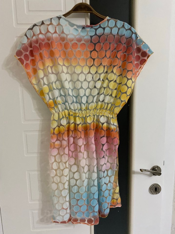 Renkli Bağlamalı Bohem Midi Pareo Plaj kıyafeti - Görsel 2