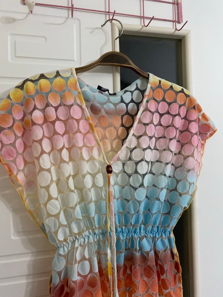 Renkli Bağlamalı Bohem Midi Pareo Plaj kıyafeti - Görsel 3