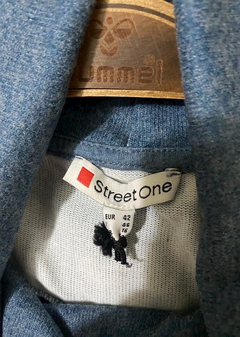 Kadın Mavi Gri Yüksek Yaka Batik Örgü Kazak Street one - Görsel 7