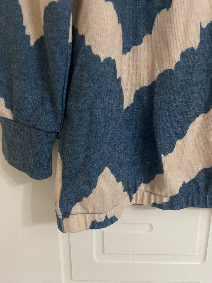 Kadın Mavi Gri Yüksek Yaka Batik Örgü Kazak Street one - Görsel 5