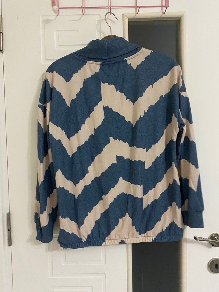 Kadın Mavi Gri Yüksek Yaka Batik Örgü Kazak Street one - Görsel 2