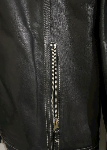 Siyah Deri Biker Ceket Motorcu ceketi - Görsel 7
