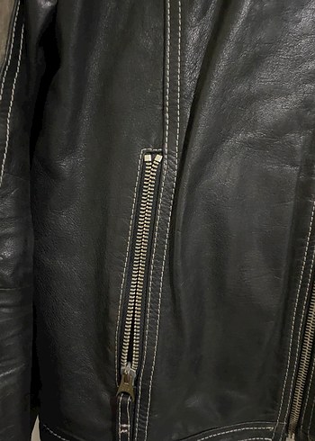 Siyah Deri Biker Ceket Motorcu ceketi - Görsel 6