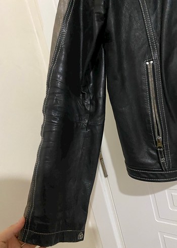 Siyah Deri Biker Ceket Motorcu ceketi - Görsel 2