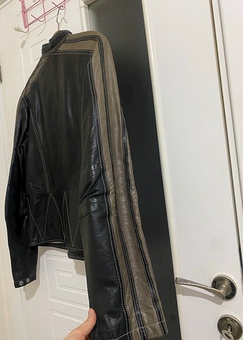 Siyah Deri Biker Ceket Motorcu ceketi - Görsel 4