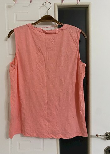 Pembe V Yakalı Kolsuz Keten Kadın Bluz - Görsel 3