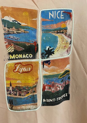 Pembe Baskılı Kadın Kısa Kollu Tişört - Görsel 2