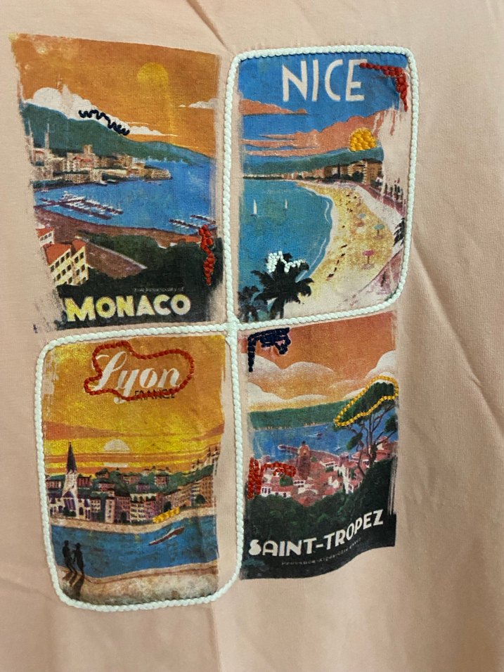 Pembe Baskılı Kadın Kısa Kollu Tişört - Görsel 2