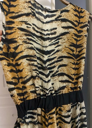 Kahverengi Zebra Desenli Kadın Tulum - Görsel 5