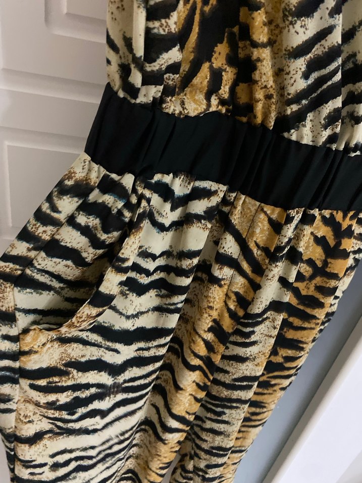 Kahverengi Zebra Desenli Kadın Tulum - Görsel 4