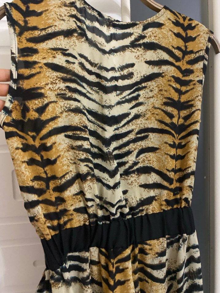 Kahverengi Zebra Desenli Kadın Tulum - Görsel 5