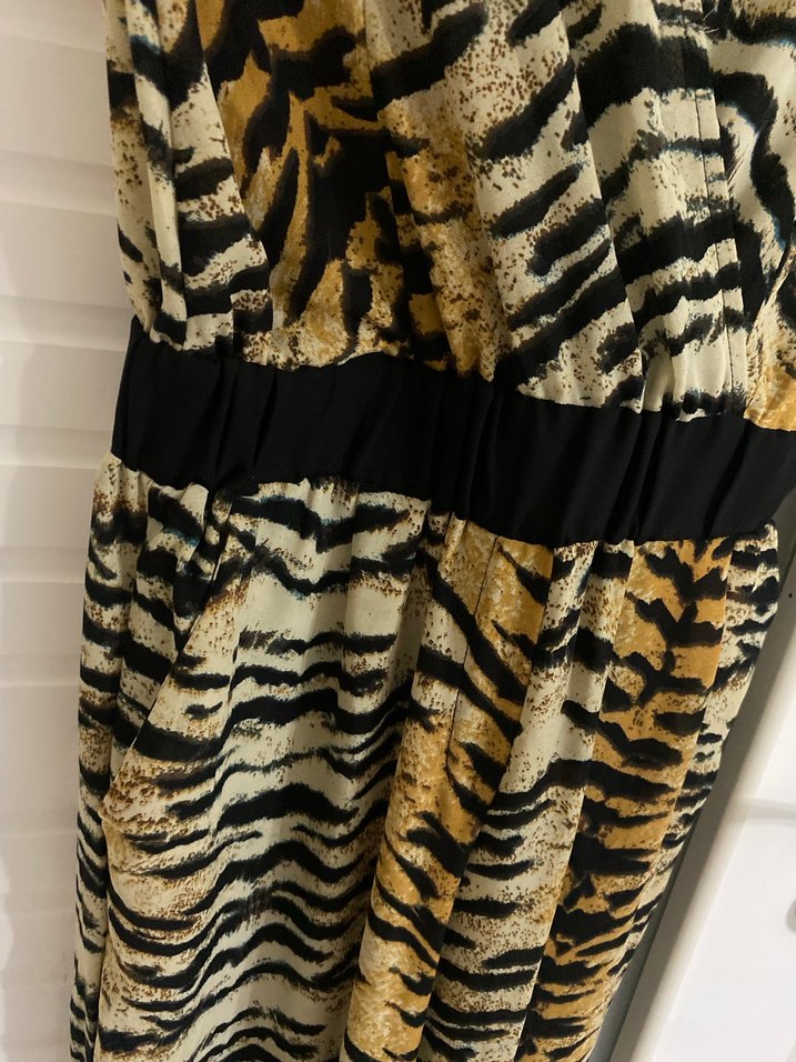 Kahverengi Zebra Desenli Kadın Tulum - Görsel 3