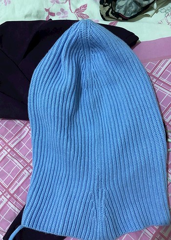Mavi Örgü Kadın Bere - Görsel 2