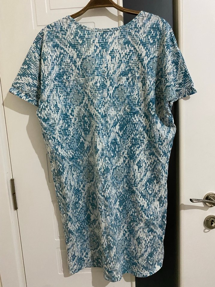 Mavi Batik Desenli Hamile Midi Tunik - Görsel 4
