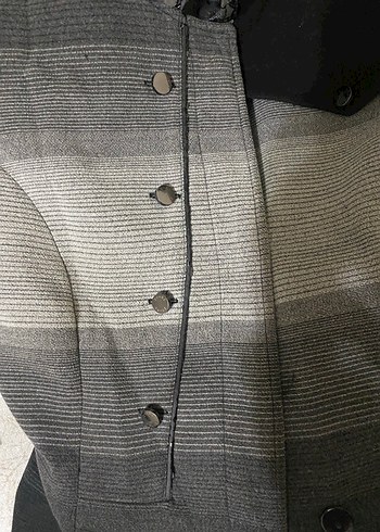 Düğmeli Gri Siyah Degrade Kaban Zühre - Görsel 9