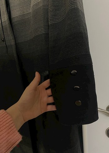 Düğmeli Gri Siyah Degrade Kaban Zühre - Görsel 6