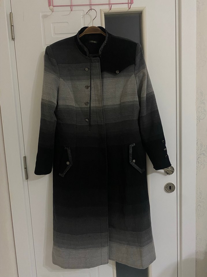 Düğmeli Gri Siyah Degrade Kaban Zühre - Görsel 3