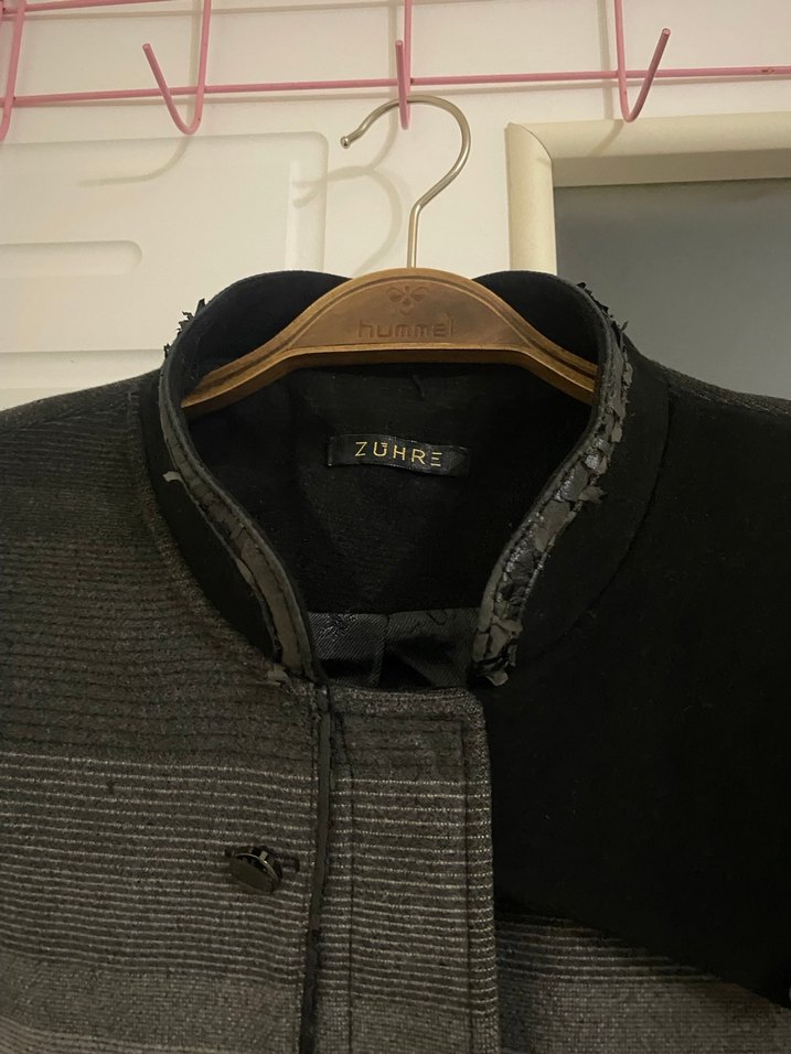 Düğmeli Gri Siyah Degrade Kaban Zühre - Görsel 4