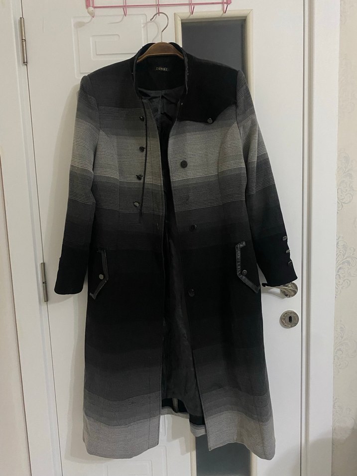 Düğmeli Gri Siyah Degrade Kaban Zühre - Görsel 2