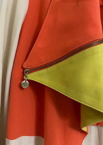 Renkli Drapeli Uzun Kadın Trençkot - Görsel 5