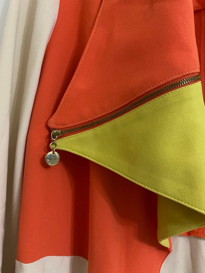 Renkli Drapeli Uzun Kadın Trençkot - Görsel 5