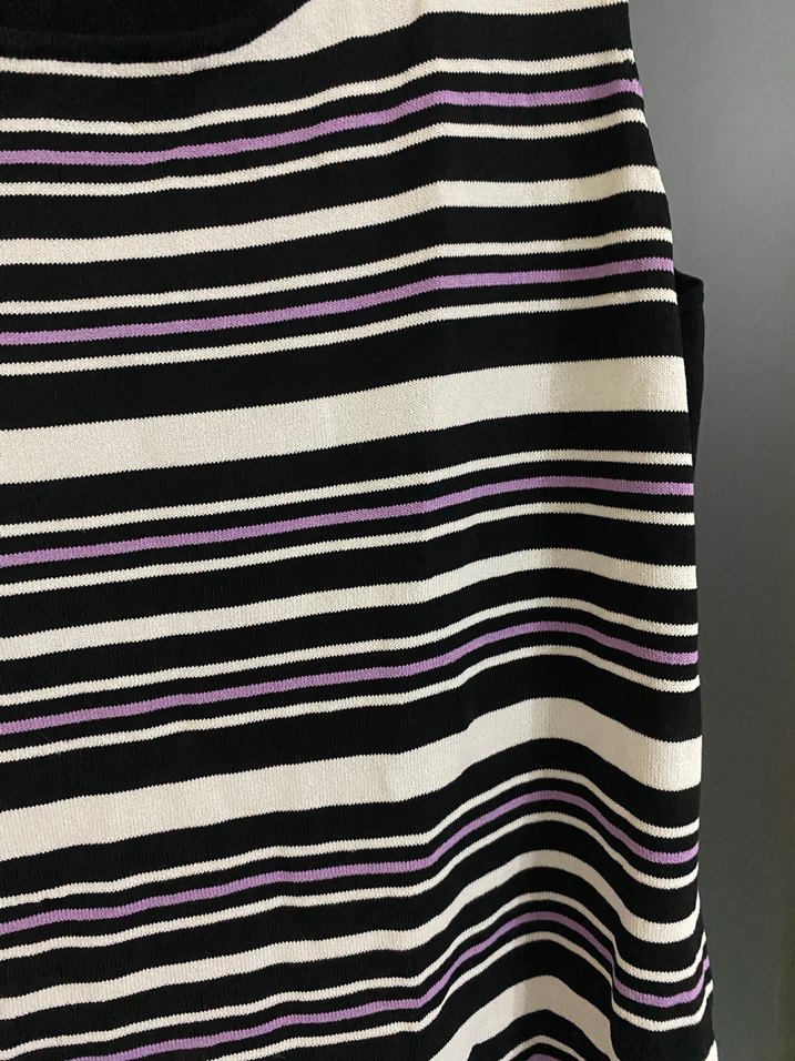 Kadın Mor Çizgili Kolsuz Bluz - Görsel 4