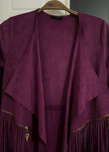 Bohem Tarz Mor Süet Uzun Kabanı - Görsel 4