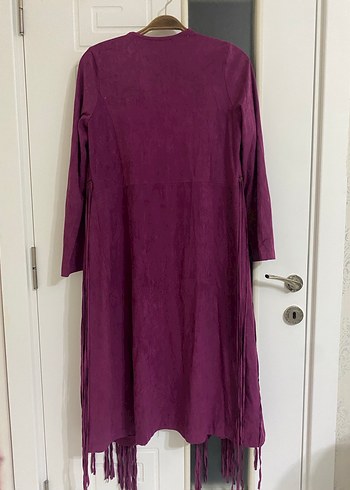 Bohem Tarz Mor Süet Uzun Kabanı - Görsel 7