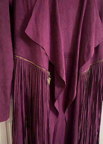 Bohem Tarz Mor Süet Uzun Kabanı - Görsel 2