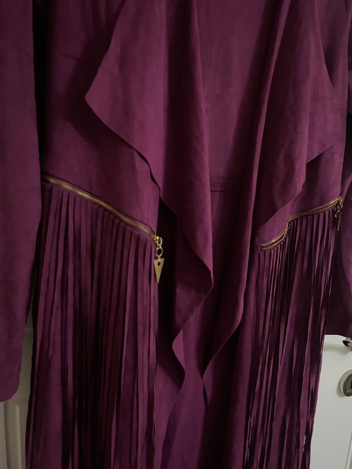 Bohem Tarz Mor Süet Uzun  Kabanı - Görsel 5