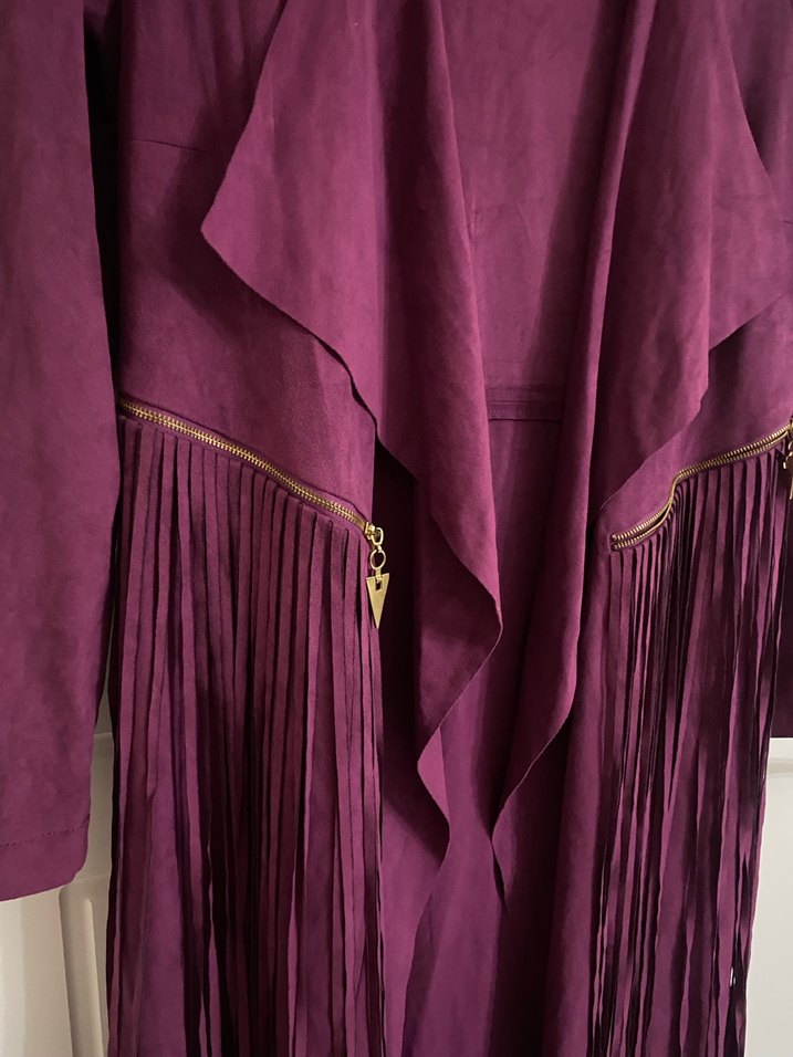 Bohem Tarz Mor Süet Uzun  Kabanı - Görsel 2