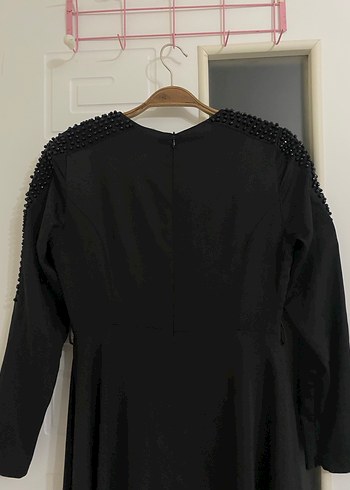 Siyah Uzun Kollu Salaş Siyah Elbise - Görsel 4