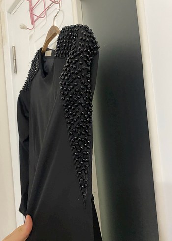 Siyah Uzun Kollu Salaş Siyah Elbise - Görsel 3