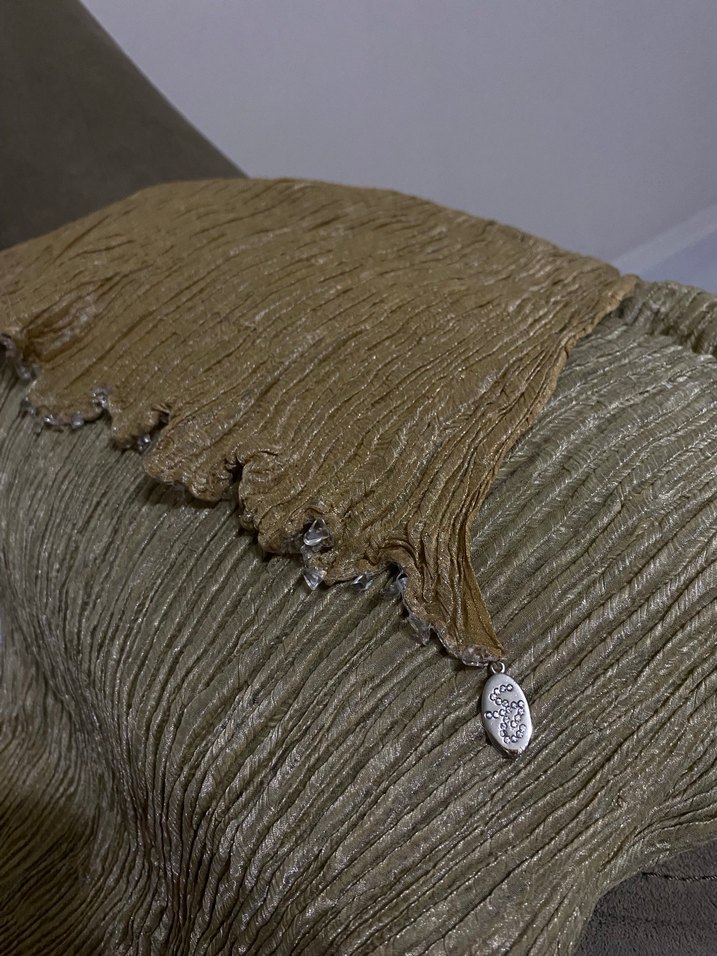 Bej Pileli Keten Kadın Şal - Görsel 2