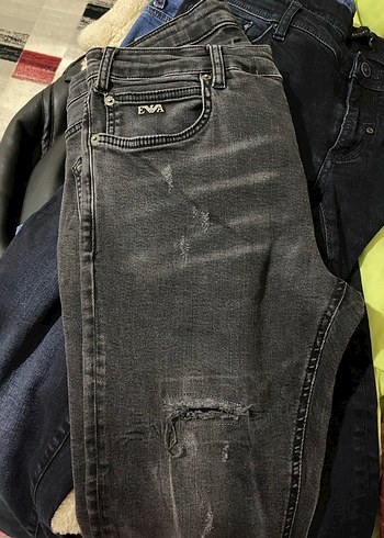 Gri Siyah Erkek Salaş Kot Pantolon Emporio Armani - Görsel 5