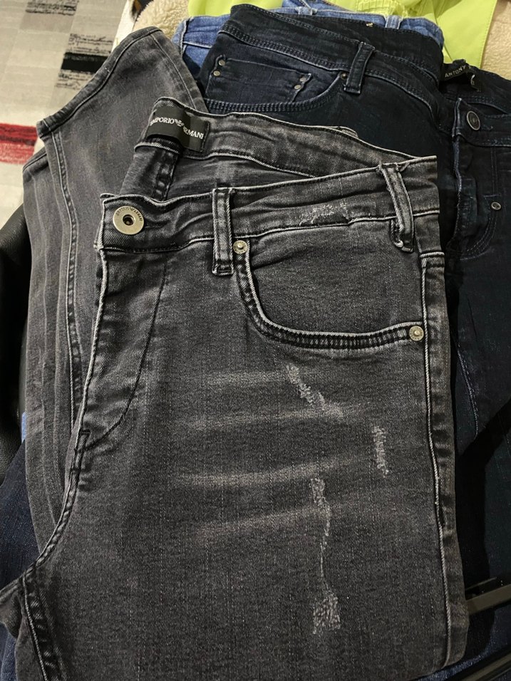 Gri Siyah Erkek Salaş Kot Pantolon Emporio Armani - Görsel 4