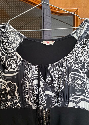 Uzun Kol Siyah Desenli Elbise - Görsel 9