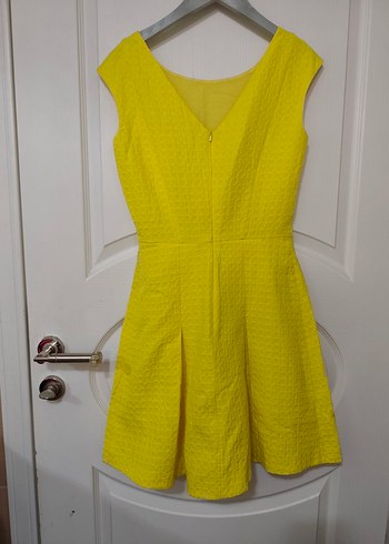 Roman sarı Midi Pilili Kolsuz Kadın Elbise - Görsel 2