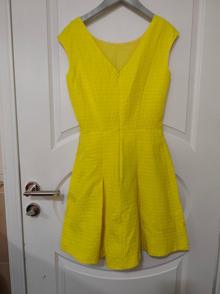 Roman sarı Midi Pilili Kolsuz Kadın Elbise - Görsel 2