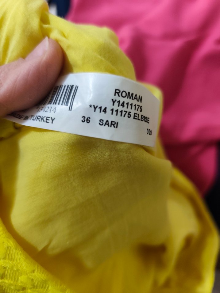 Roman sarı Midi Pilili Kolsuz Kadın Elbise - Görsel 4