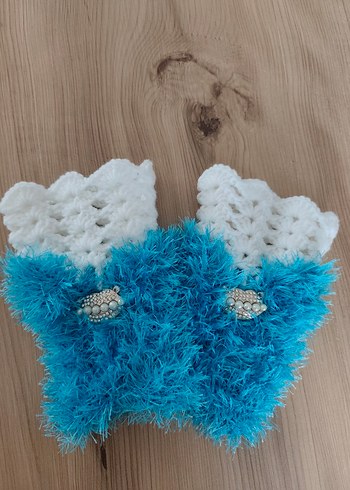 Dantel Detaylı Turkuaz Kadın Eldiveni - Görsel 2