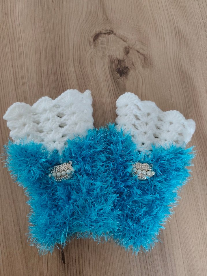 Dantel Detaylı Turkuaz Kadın Eldiveni - Görsel 2