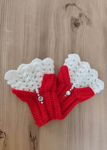 Kırmızı Örgü Kadın Eldiveni - Görsel 2