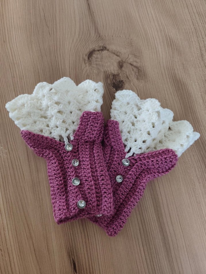 Dantel Detaylı Pembe Örgü Kadın Eldiveni - Görsel 2