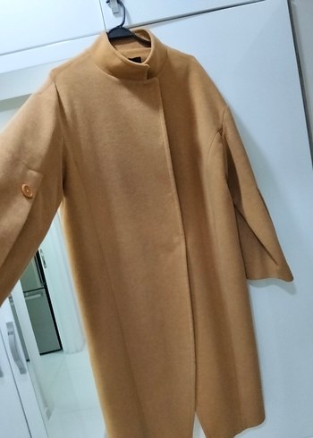44 Beden Bej Uzun Kollu Minimalist Kaban