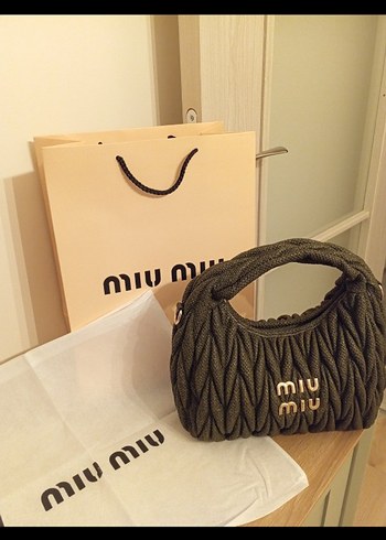 Miu Miu Örgü Desen Kadın Çanta asker yesili
