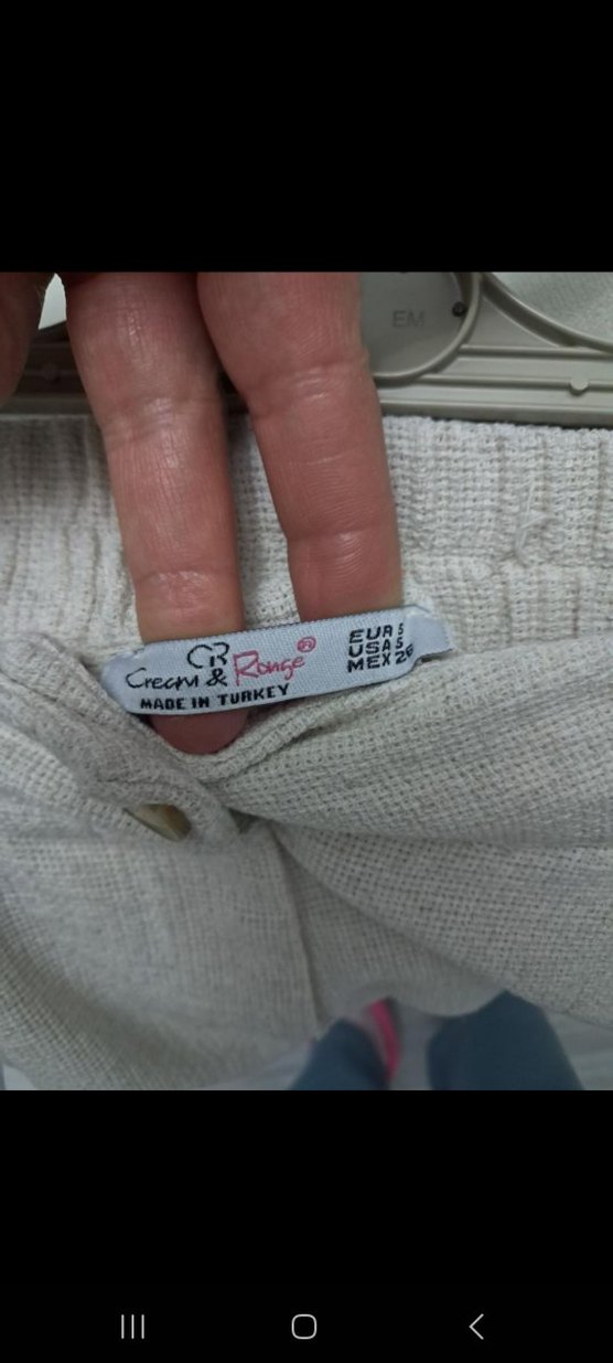 Bej Keten Mini Şort ve Straplez Üst - Görsel 5