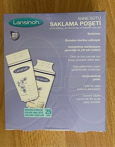  Süt saklama poşeti